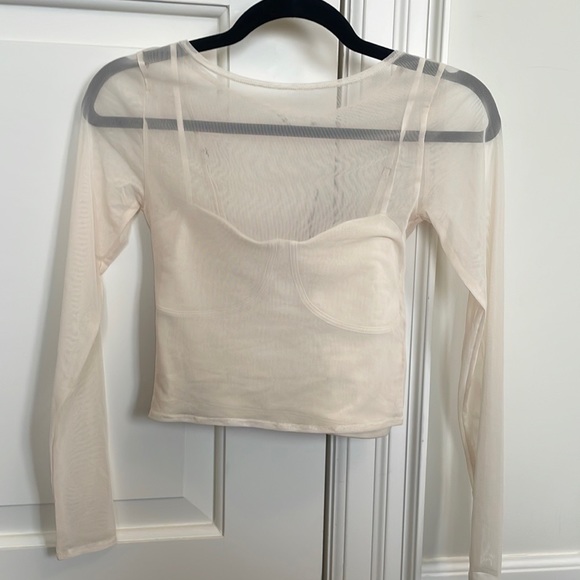 Long-Sleeve Mesh Corset Top - Picture 6 of 7